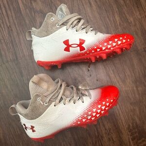 Under Armour Kids Red and White Cleats